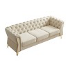 3-Seater Velvet Tufted Sofa with Wood Frame and Gold Metal Legs, 87 inch Long Modern Upholstered Couch for Living Room or Apartment-Koiai - 4 of 4