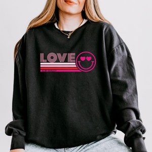 S.W.Smiley Love Retro Heart Eyes - Women's Lightweight Garment Dyed Sweatshirt - 1 of 4