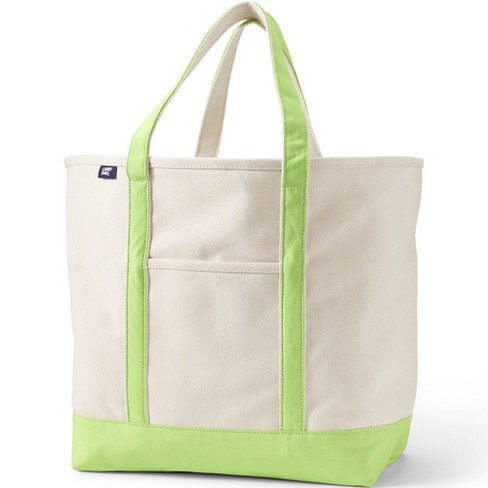 Lands' End Natural Zip Top Canvas Tote Bag, Size: Medium