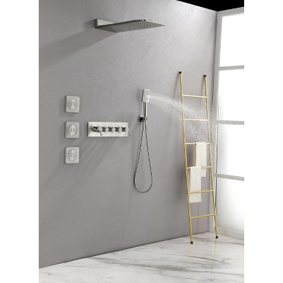 PAGED Ceiling Mounted Shower Head Luxury Shower Faucet Set with Handheld and 10" Shower head for Bathroom, Locker Room