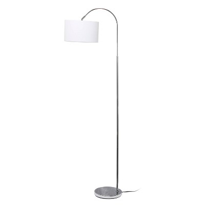 Elegant 66" Arched Brushed Nickel Floor Lamp with White Fabric Shade