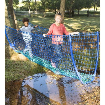 HearthSong - Blue Woven Rope Balance Suspension Bridge for Kids, 8'L, Holds Up To 400 lbs.