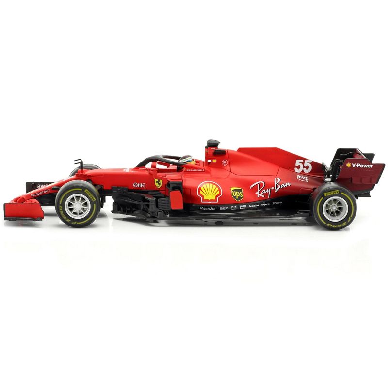 Ferrari SF21 #55 Carlos Sainz Formula One F1 Car "Ferrari Racing" Series 1/18 Diecast Model Car by Bburago, 4 of 6