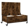 vidaXL Smoked Oak Coffee Table with Wheels - Engineered Wood, Modern Mobile Side Table for Living Room, Rectangular with Storage - 4 of 4