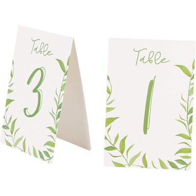 Juvale Botanical Greenery 1-25 Watercolor Table Number Cards, Double Sided 4"X6" Wedding Party Decorations