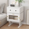 Famapy 360° Swivel Bedside Table with Drawer and Transparent Glass Cabinet Nightstand - 2 of 4