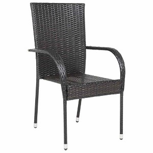 vidaXL Dining Chair Set of 4 Brown PE rattan, powder-coated steel - Brown 2 - 1 of 4