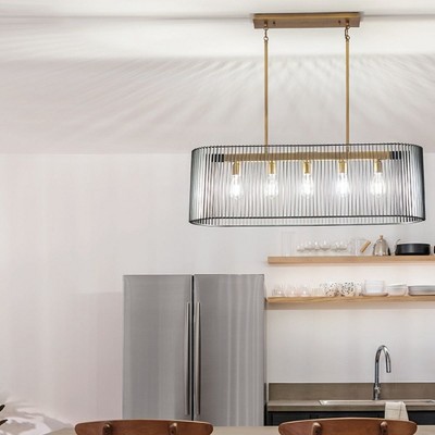 Linara 40" Matte Black and Brass Modern Linear Chandelier