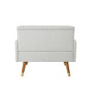 PAGED Modern Accent Chair, Arm Chair with 2 Rolled Pillows and Wood Legs, Button Tufted Reading Chair for Bedroom, Living Room Furniture - 4 of 4