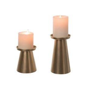 Transpac Metal 7" Bronze Spring Candle Pillars Set of 2 - 1 of 2