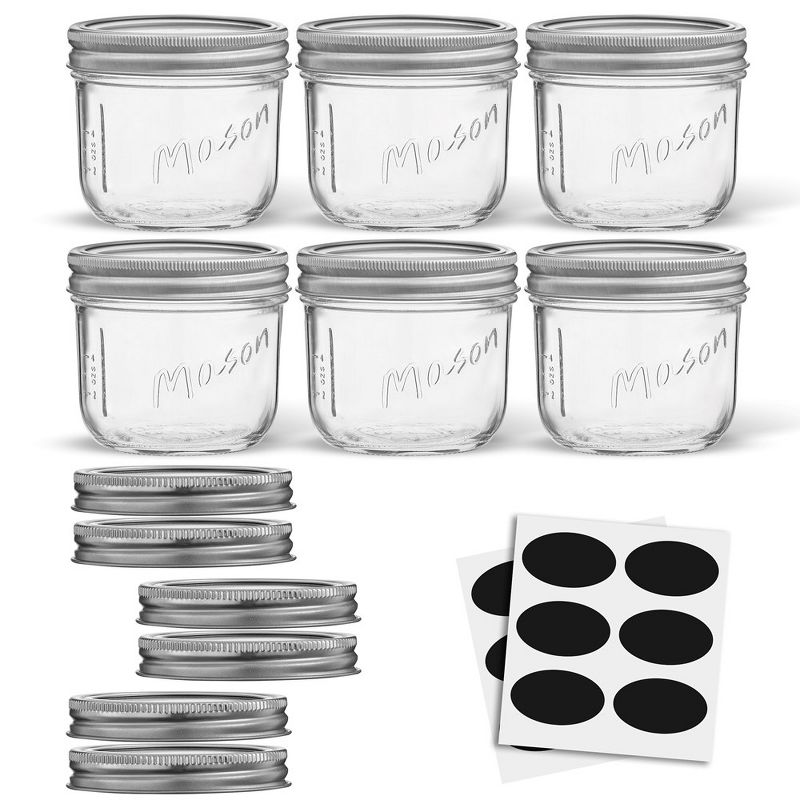 JoyJolt Wide Mason Jars with Airtight Lids, Labels and Measures - 8 oz - Set of 6, 3 of 7