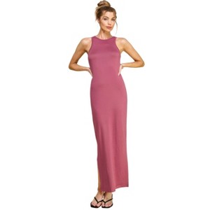 Slickblue Side Slit Maxi Dress, High Neck Sleeveless, Women’s Form-Flattering Style, Multiple Color Options, Size S-L - 1 of 4