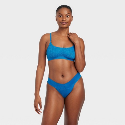 Women's Lace Trim Cotton Bikini Underwear - Auden™ Blue Xxl : Target