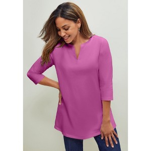 Jessica London Stretch Cotton Notch Neck Tunic - 1 of 2