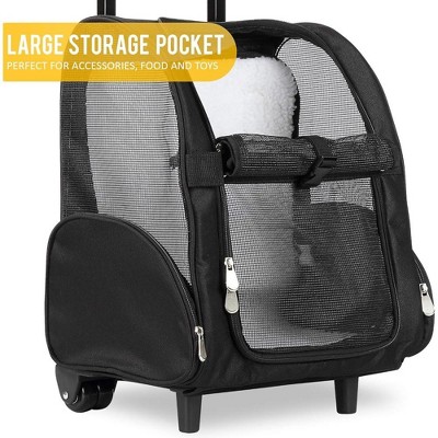 Black and Gray Rolling Pet Travel Carrier with Wheels