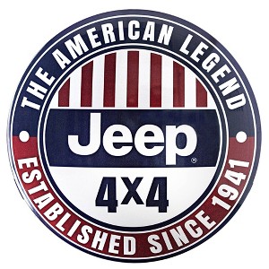 15" x 15" Licensed Jeep 4X4 Dome Metal Sign Dark Blue/Red - American Art Decor: Wall Decor for Auto Enthusiasts - 1 of 4