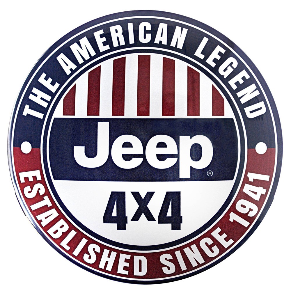 Photos - Garden & Outdoor Decoration 15" x 15" Licensed Jeep 4X4 Dome Metal Sign Dark Blue/Red - American Art D