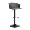 HomeRoots Gray and Black Faux Leather with Metal Swivel Adjustable Height Bar Chair - 4 of 4