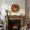 24 Inch Pre - Lit Outdoor Wreath Front Door Decoration 55 White Lights Bulbs Wall Wreath Outside Winter Holiday - 3 of 4