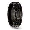 Black Bow Jewelry Men's 8mm Black Plated Stainless Steel Grooved Standard Fit Band - 4 of 4