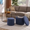 Lyngins Multi-Functional Linen Storage Ottoman Set – Table & Foldable Foot Stool Combo | Ottoman with Storage, Ottoman Bench with Drum Stool - 2 of 4