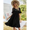 Womens Dress Ruffled Sleeve High Waist A Line Dress Round Neck Fit and Flare Dress Flowy Dress with Flounce Hem,Black - M - 3 of 4