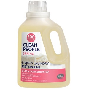 Clean People Liquid Laundry Detergent - Recyclable Packaging, Stain Fighting - Ultra Concentrated, Spring - Laundry Soap 200 Loads - 1 of 4