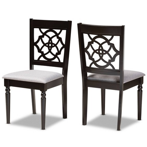 Set Of 2 Renaud Dining Chair Gray dark Brown Baxton Studio Target