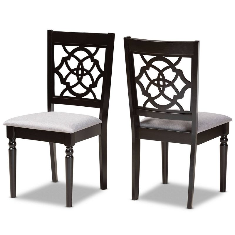 Set of 2 Renaud Dining Chair Gray/Dark Brown - Baxton Studio: Upholstered, Wood Frame, Armless, 1 of 9