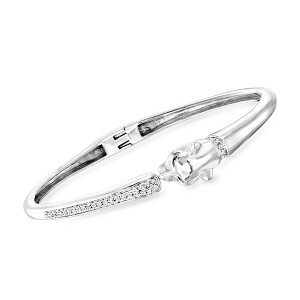 Ross-Simons 0.25 ct. t.w. White and Black Diamond Panther Bangle Bracelet in Sterling Silver - 1 of 4