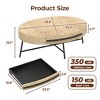 Garvee Oval Coffee Table with Drawer Mid-Century Modern Center Table 47.2“ Wooden Coffee Table with Storage and Cross Metal Legs - 2 of 4