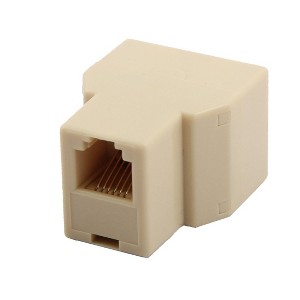 Unique Bargains Home RJ12 6P6C 1 Female to 2 Female Port Telephone Wire Cable Connector Splitter Beige - 1 of 4