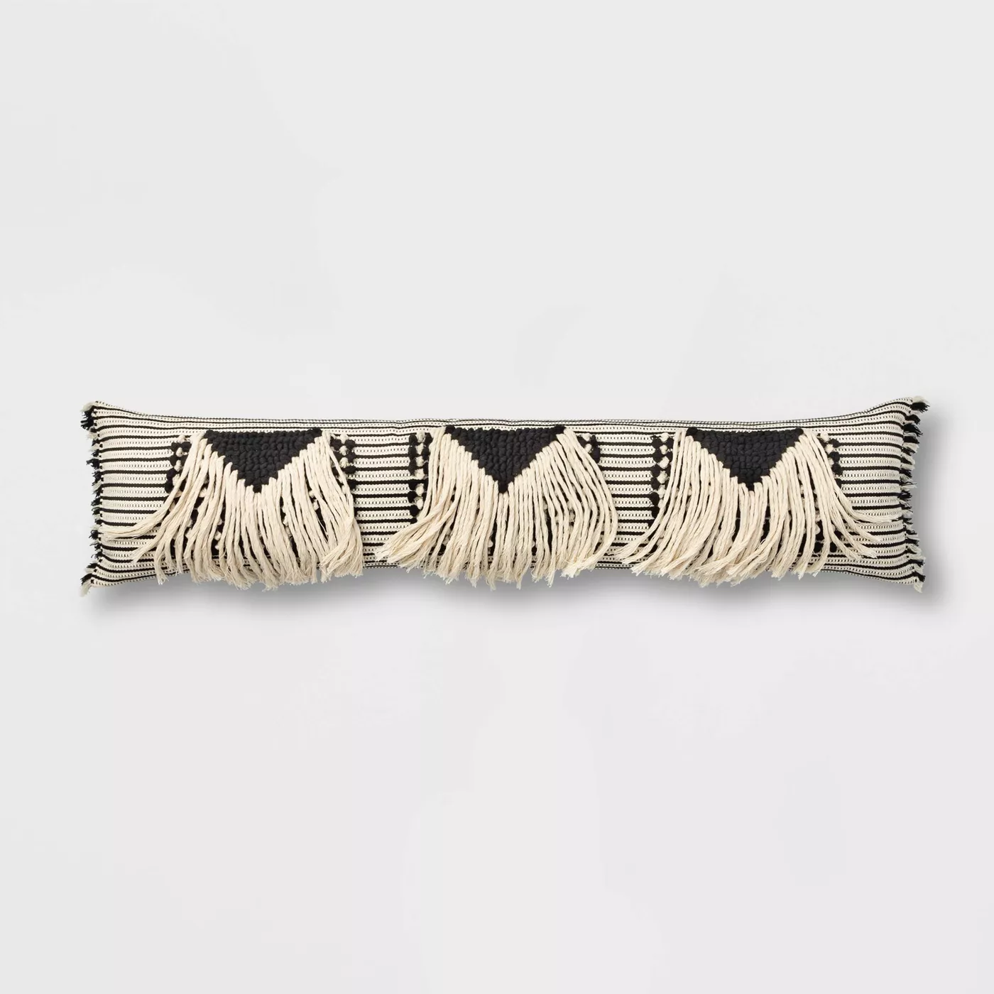 Bed Lumbar Global Fringe Decorative Pillow Black/Cream - Opalhouse™ - image 1 of 8