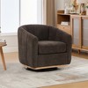 XINGHANZHENXUAN Modern Chenille Swivel Barrel Chair, Upholstered Pumpkin-Shape Armchair with Metal Base for Living Room & Office - 4 of 4