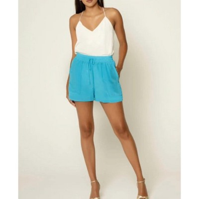 Women's SILK DRAWSTRING CARGO SHORTS - LAVENDER BROWN