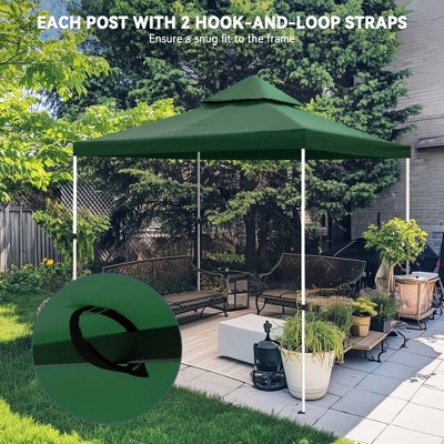 Green Polyester 10'x10' Dual-Tier Gazebo Canopy Replacement