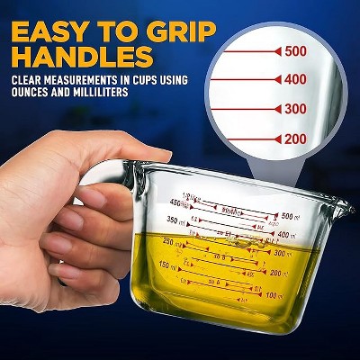 NutriChef 500 ml Clear Borosilicate Glass Measuring Cup with Decal Scale