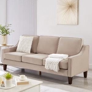 Modern Loveseat sofa for Living Room, Upholstered Velvet Small Couch with Wooden Legs for Livingroom Bedroom - 1 of 4