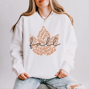 Simply Sage Market Cursive Fall Leaf Lightweight Garment Dyed Sweatshirt - 1 of 4