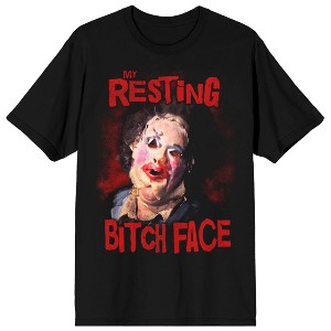 Texas Chainsaw Massacre Leatherface Resting Bitch Face Adult Black Crew Neck Short Sleeve T-shirt - 1 of 4