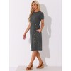 Allegra K Women's Crew Neck Short Sleeve Elegant Casual Wedding Dress - 4 of 4