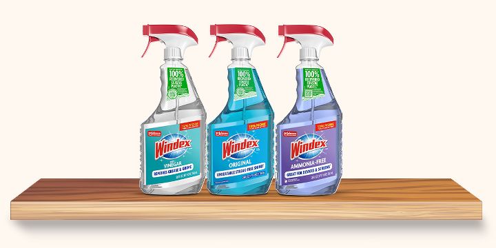 Select Windex bottles made with 100%recovered coastal plastic packaging 