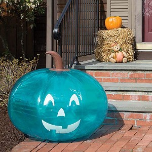 Teal Pumpkin Giant 35" Inflatable Decoration - XL Blow Up Indoor / Outdoor Jack O Lantern Decor - Official Teal Pumpkin Project Gear - Fall - 1 of 1