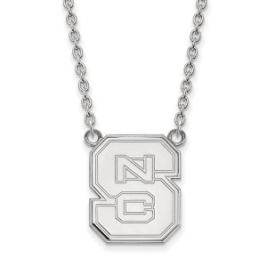 Black Bow Jewelry 14k White Gold North Carolina State Wolfpack NCAA Necklace 18 Inch - 1 of 4