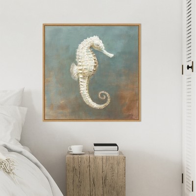Sylvie Maple Framed Seahorse Canvas Wall Art, 30 x 30 Inches
