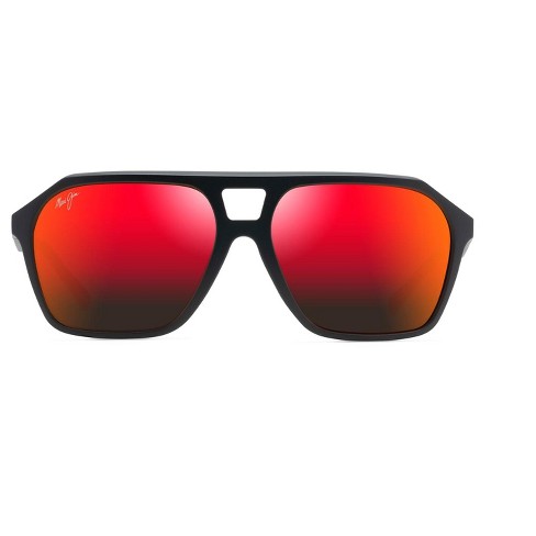 Maui Jim Wedges Aviator Sunglasses - Red Lenses With Black Frame : Target