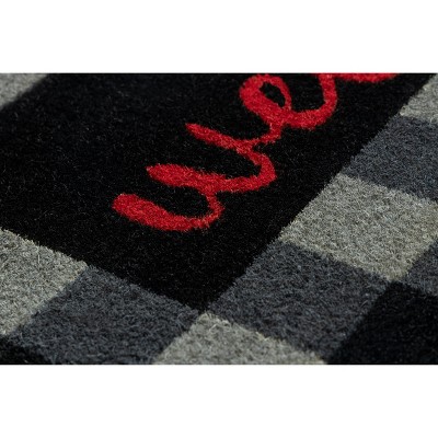 Buffalo Plaid Red and Black Coir Outdoor Doormat