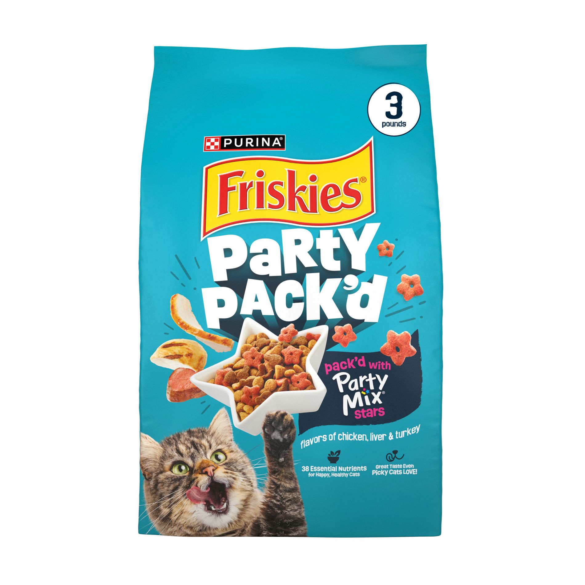 Friskies Party Pack'd with flavors of Chicken, Liver & Turkey - 3lbs