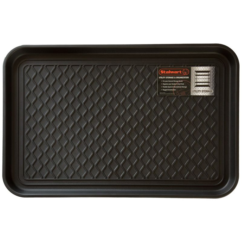 Stalwart 24&#34;x15&#34; All Weather Boot Tray with Water Resistant Plastic Utility Shoe Mat for Indoor and Outdoor Black, 1 of 4