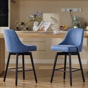 Swivel Bar Stools Set of 2, 30" Height Upholstered Barstools Comfortable Seat, Counter Height Bar Stools with Back for Kitchen, Home Bar, Dining Room - 1 of 4
